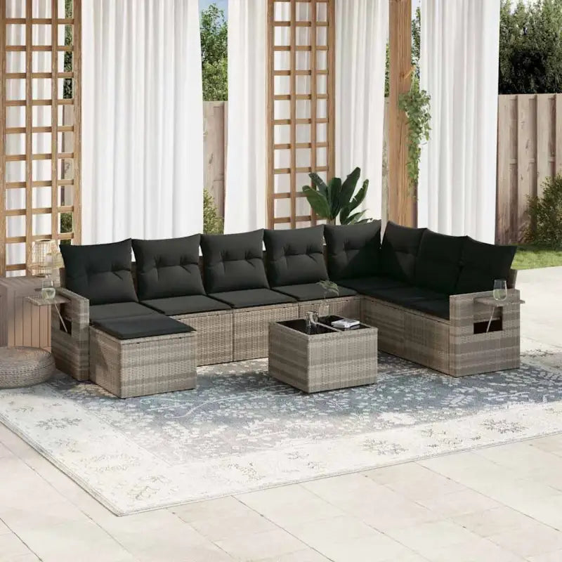 Lounge tuinset met beige materiaal en gepoedercoat staal afmetingen - Lichtgrijs / Zonder tafel - Tuinsets