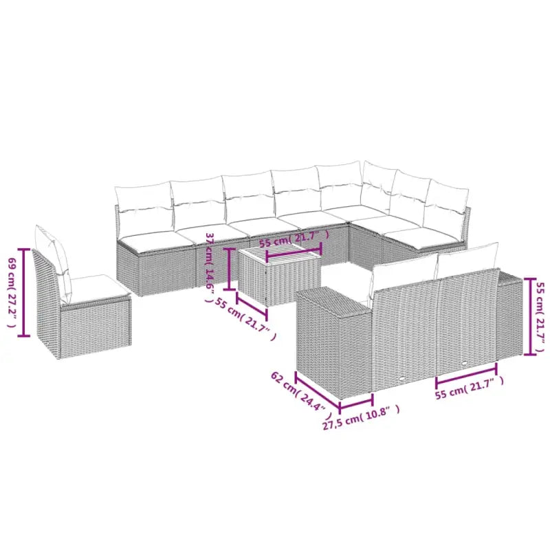 Lounge tuinset met beige materiaal en gepoedercoat staal afmetingen - Tuinsets