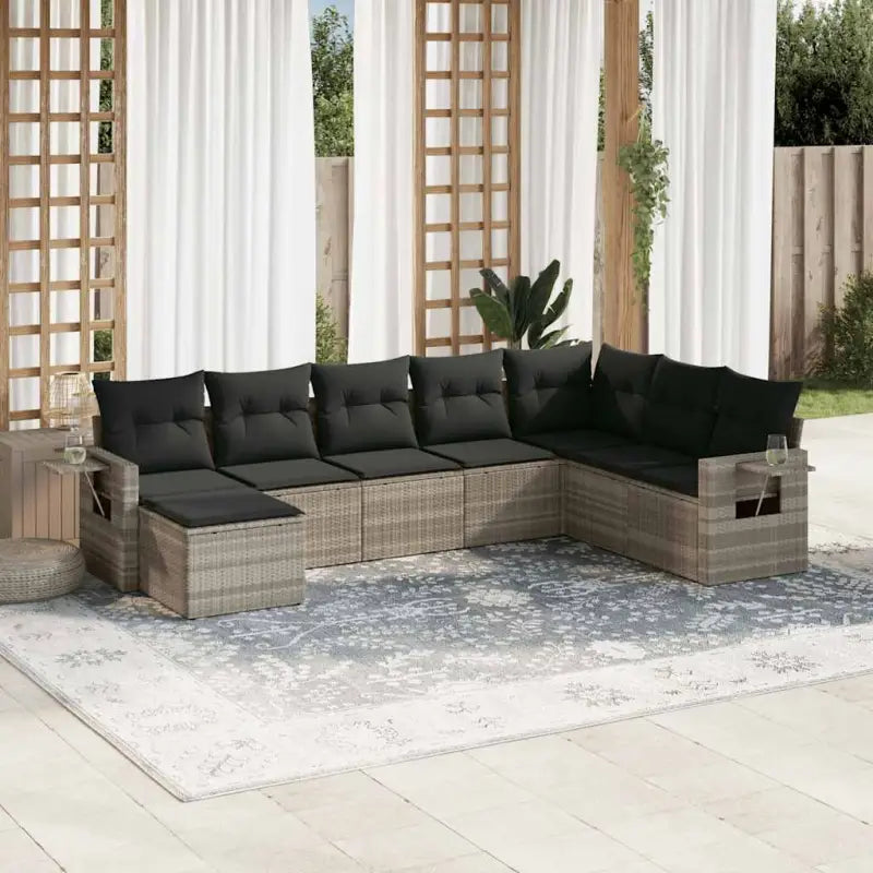 Lounge tuinset met beige materiaal en gepoedercoat staal afmetingen - Lichtgrijs / Met tafel - Tuinsets