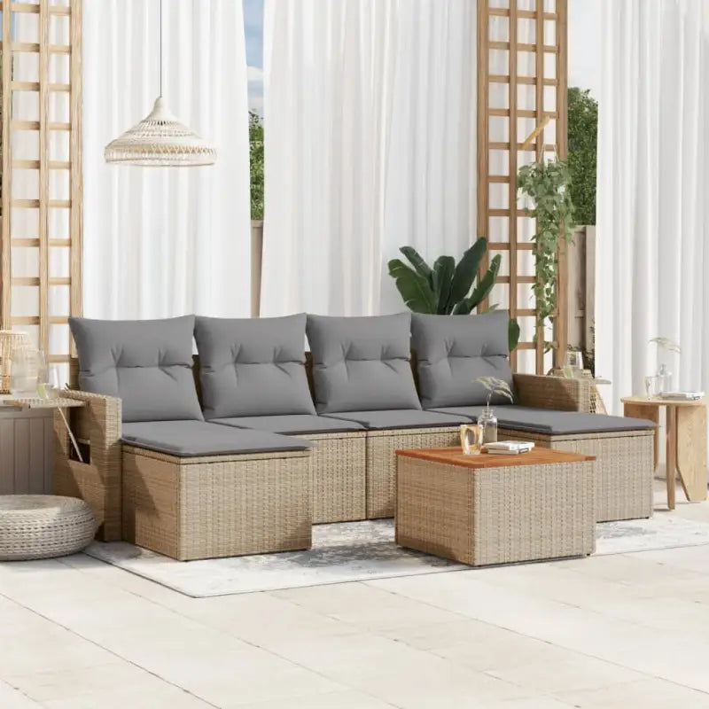 Lounge tuinset met beige materiaal en gepoedercoat staal afmetingen - Beige en grijs - Tuinsets