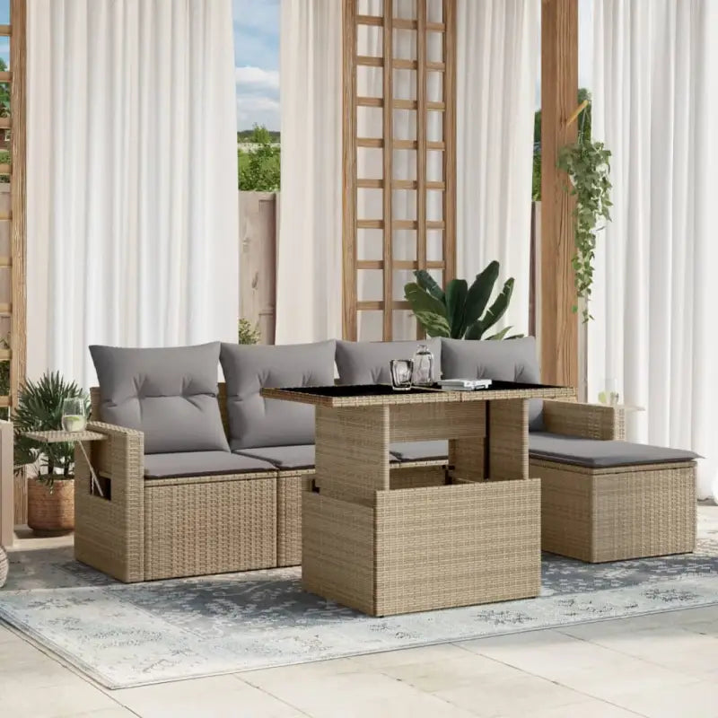 Lounge tuinset met beige materiaal en gepoedercoat staal afmetingen - Beige en grijs / zonder opbergruimte - Tuinsets
