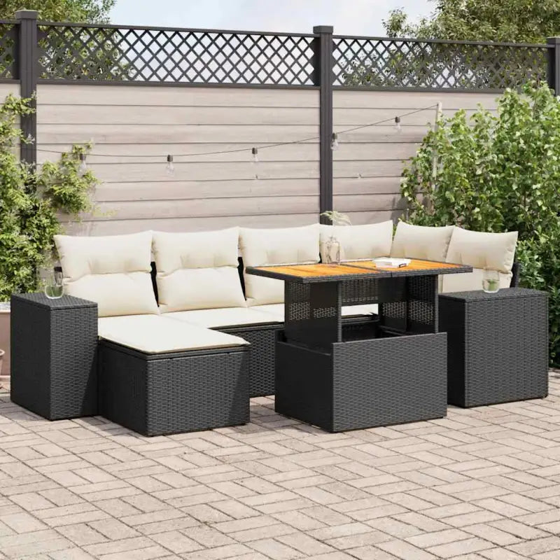 Lounge tuinset met beige materiaal en gepoedercoat staal afmetingen - Zwart en crème / met opbergruimte - Tuinsets