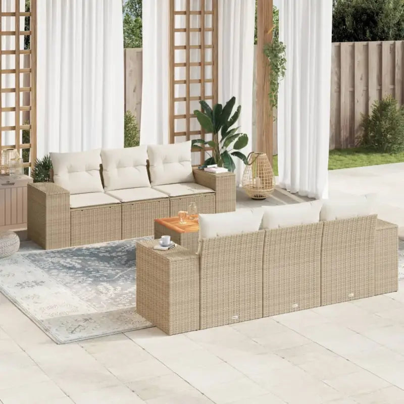 Lounge tuinset met beige materiaal en gepoedercoat staal afmetingen - beige en crèmekleurig - Tuinsets