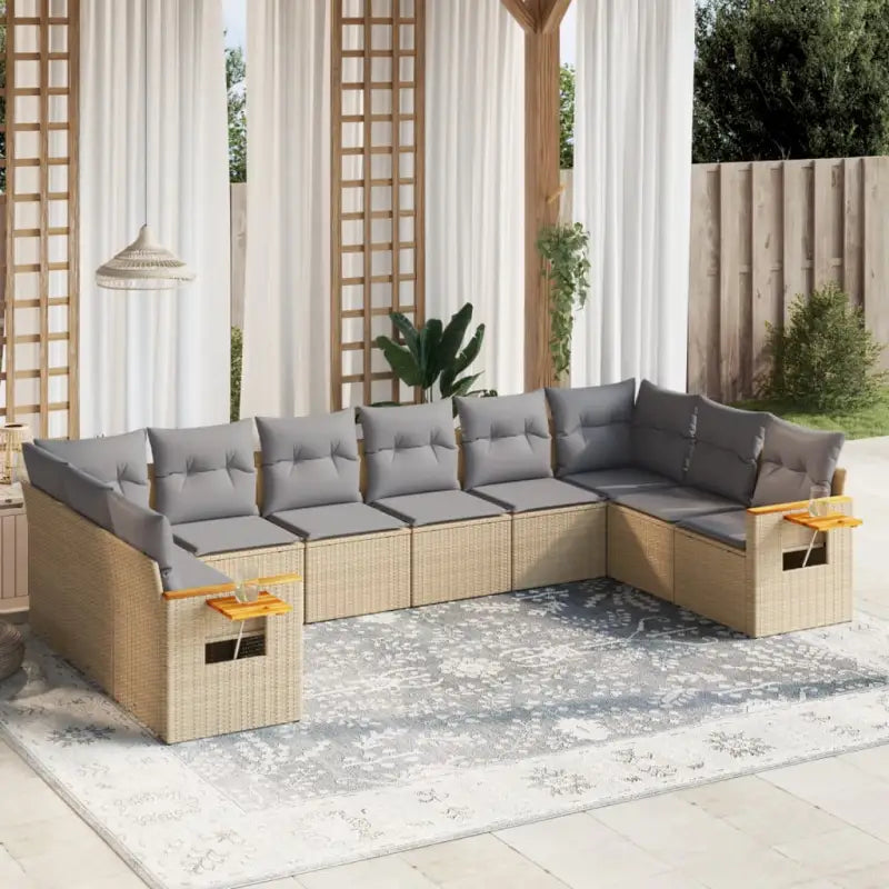 Lounge tuinset met beige materiaal en gepoedercoat staal - Beige en grijs / Zonder tafel - Tuinsets