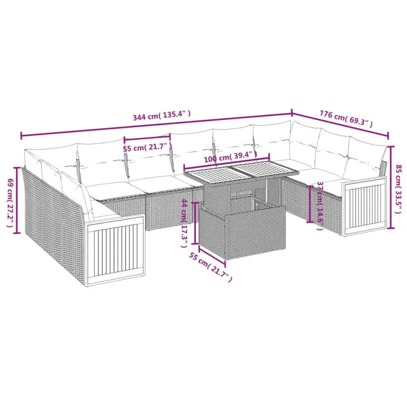 Lounge Tuinset met beige materiaal en gepoedercoat staal - Tuinsets