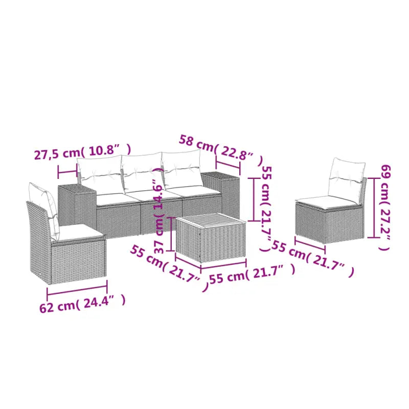 Lounge tuinset met beige materiaal en gepoedercoat staal - Tuinsets