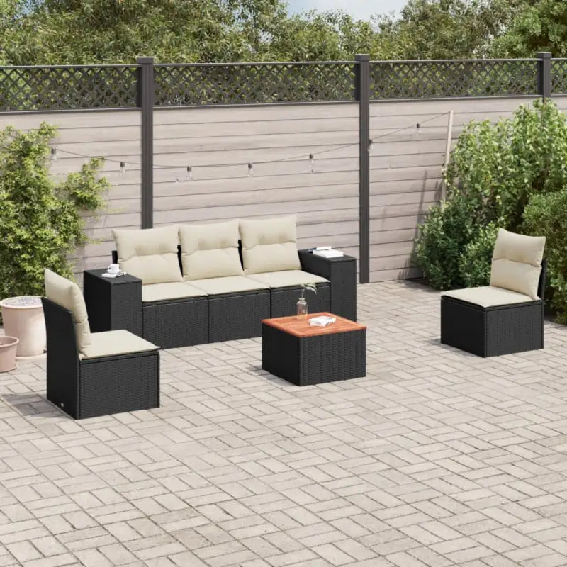 Lounge tuinset met beige materiaal en gepoedercoat staal - Zwart en crème - Tuinsets