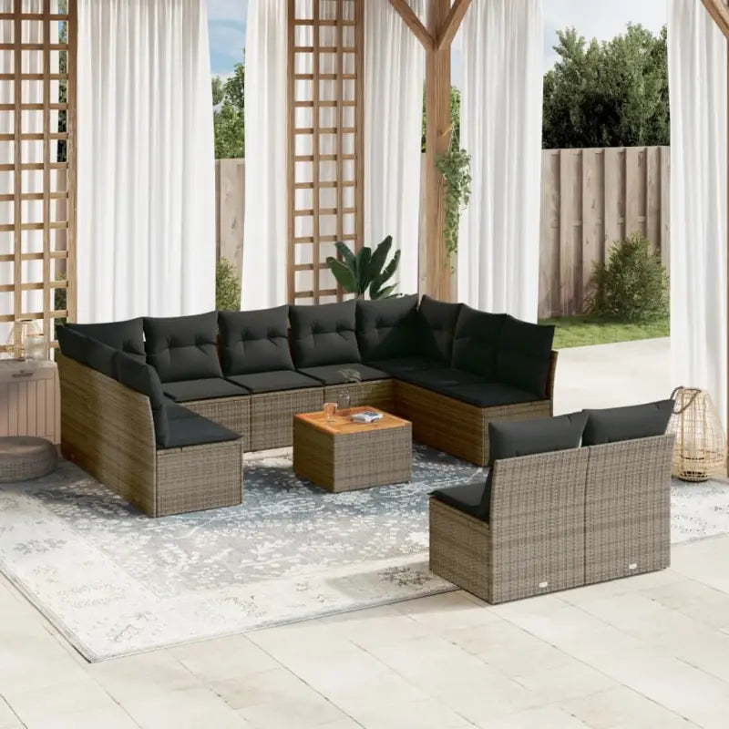 Lounge Tuinset met Beigemateriaal en Gepoedercoat Staal voor Buiten - grijs en donkergrijs - Tuinsets
