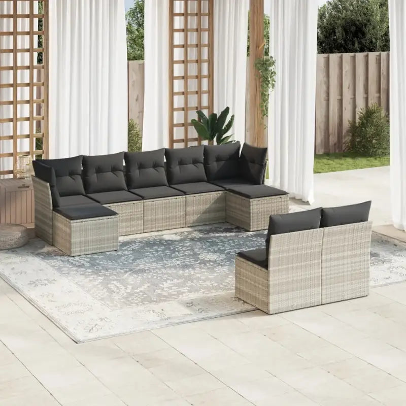 Lounge tuinset met gepoedercoat staal en beige materiaal - Lichtgrijs / Zonder tafel - Tuinsets