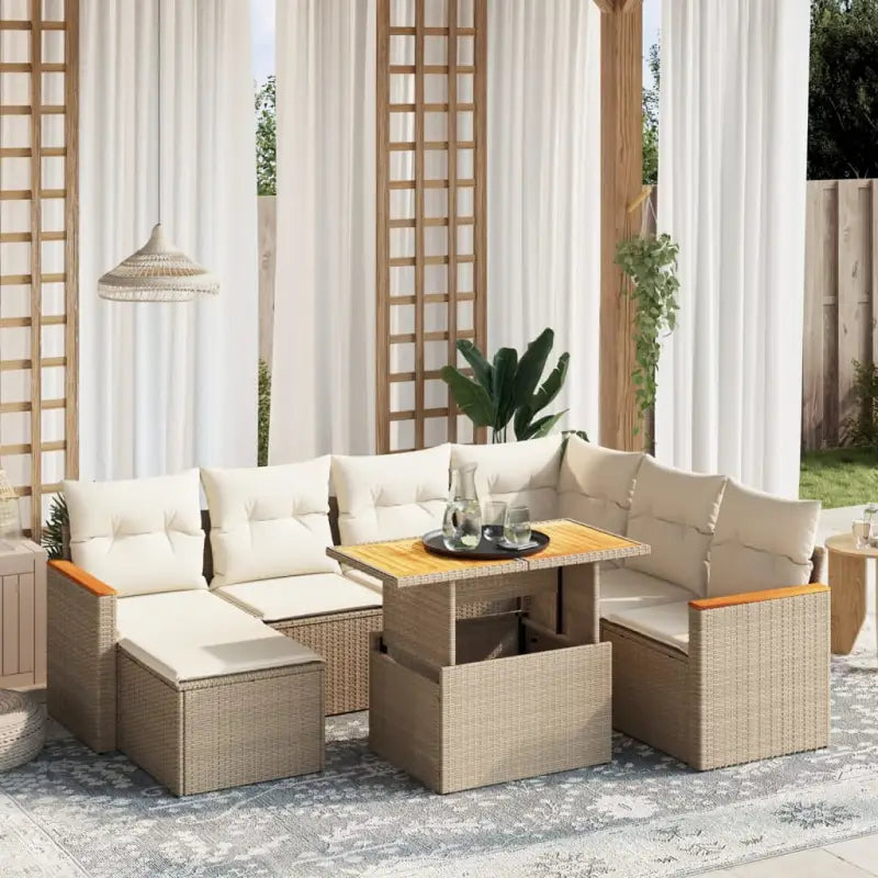 Lounge tuinset met grijs materiaal en gepoedercoat staal afmetingen - beige en crèmekleurig - Tuinsets