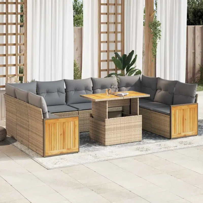 Lounge tuinset met grijs materiaal en gepoedercoat staal slimme afmetingen - Beige en grijs / met opbergruimte