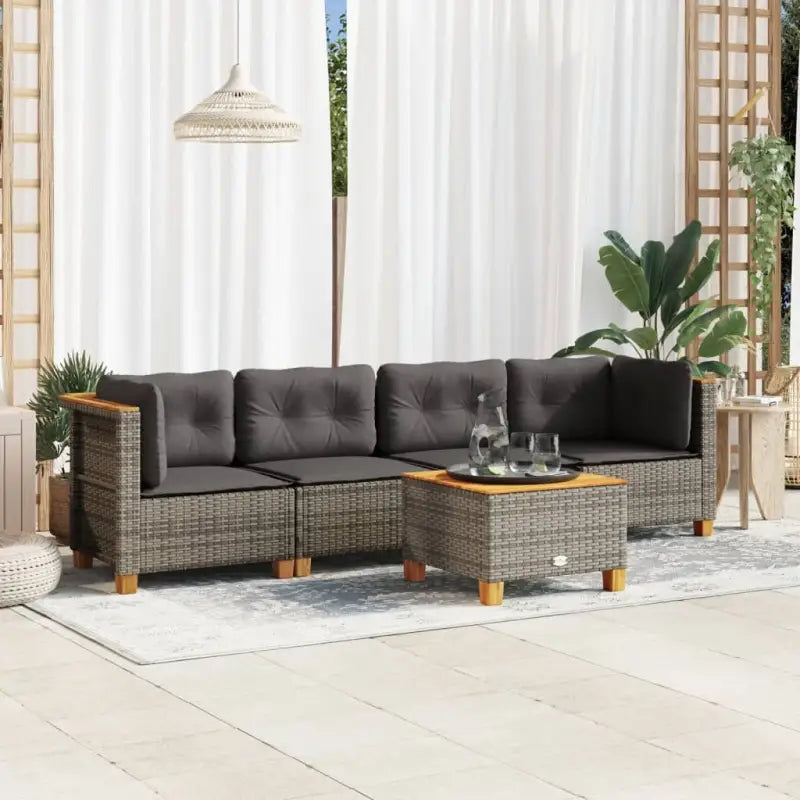 Lounge tuinset met grijs materiaal en natuurlijke olieafwerking - Tuinsets