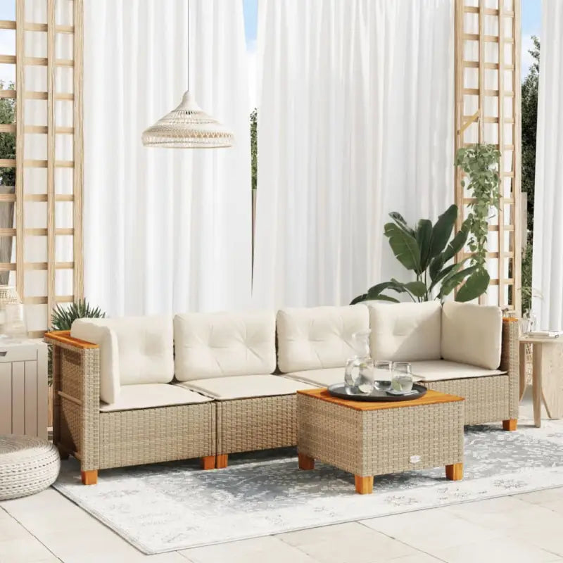 Lounge tuinset met grijs materiaal en natuurlijke olieafwerking - Beige / Dichtgeweven - Tuinsets