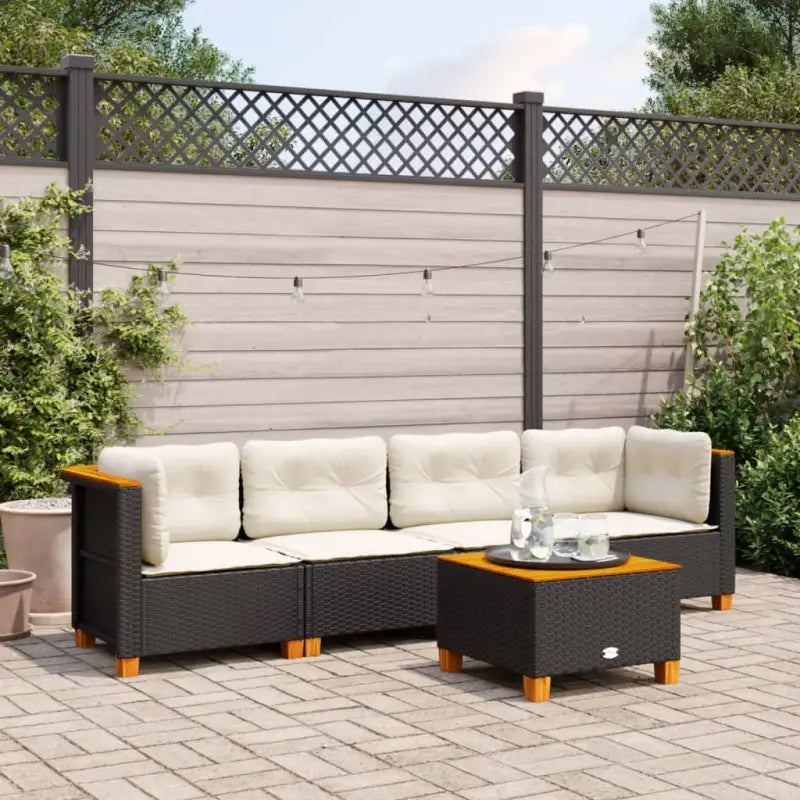 Lounge tuinset met grijs materiaal en natuurlijke olieafwerking - Zwart / Dichtgeweven - Tuinsets