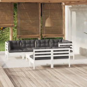 Lounge tuinset met massief grenenhout en voetenbank tafel - Tuinsets