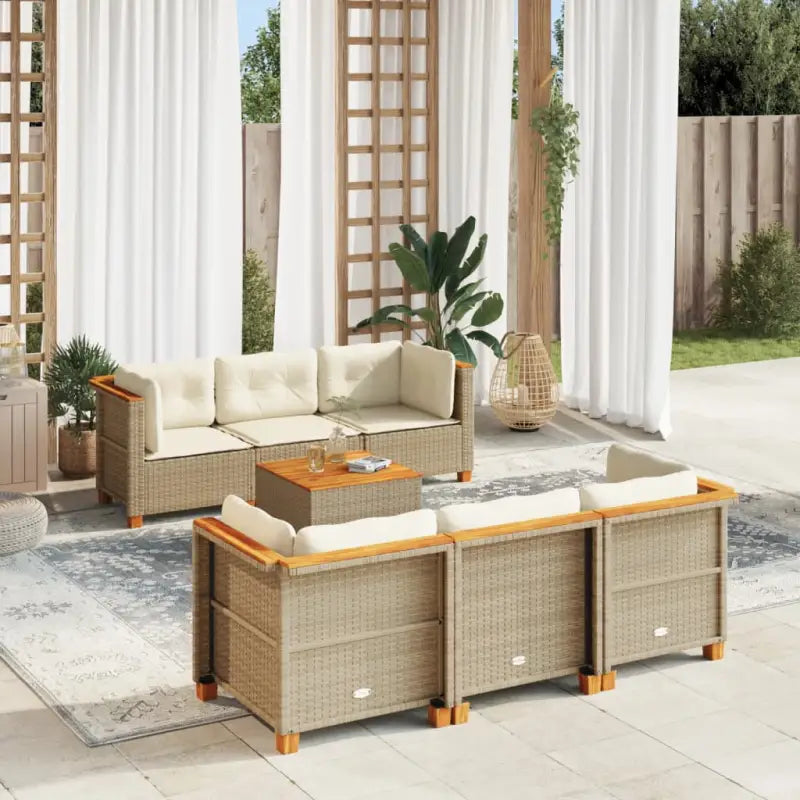 Lounge tuinset met natuurlijke olieafwerking en beige materiaal - Beige / Dichtgeweven - Tuinsets