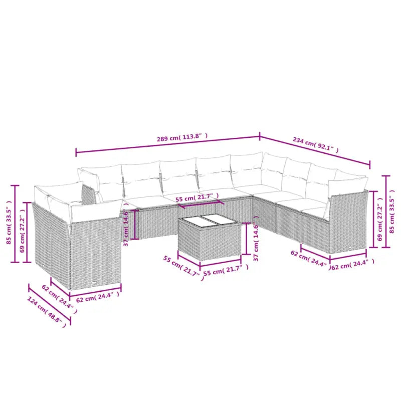 Lounge Tuinset met poly rattan en beige materiaal voor buitengebruik - Tuinsets