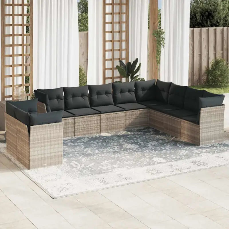 Lounge Tuinset met poly rattan en beige materiaal voor buitengebruik - Lichtgrijs / Zonder tafel - Tuinsets