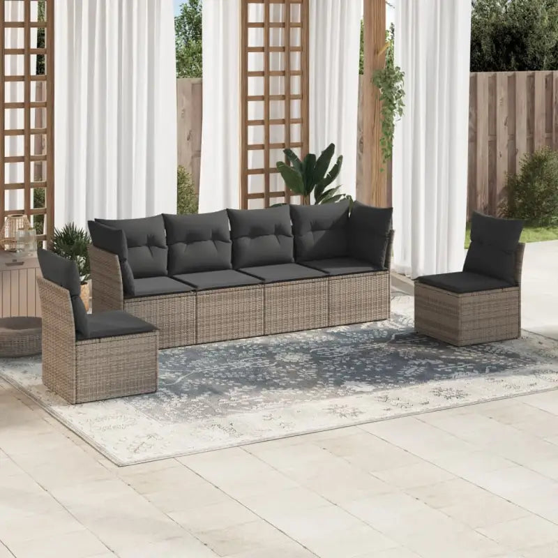 Lounge tuinset met poly rattan en comfortabele zitervaring in gepoedercoat staal - Grijs / Zonder tafel - Tuinsets