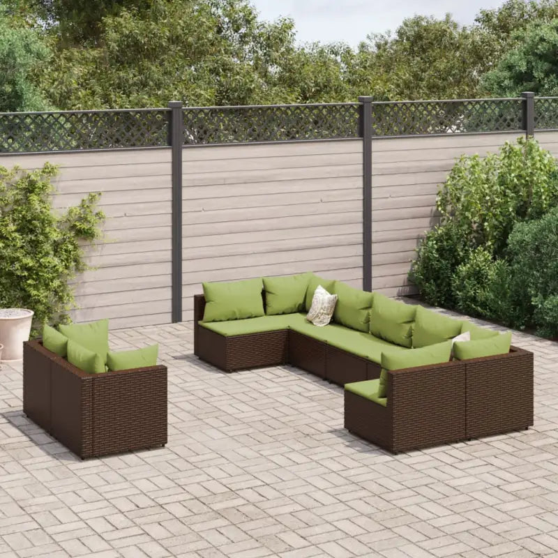 Lounge tuinset met poly rattan en gepoedercoat staal afmetingen - Bruin en groen - Tuinsets
