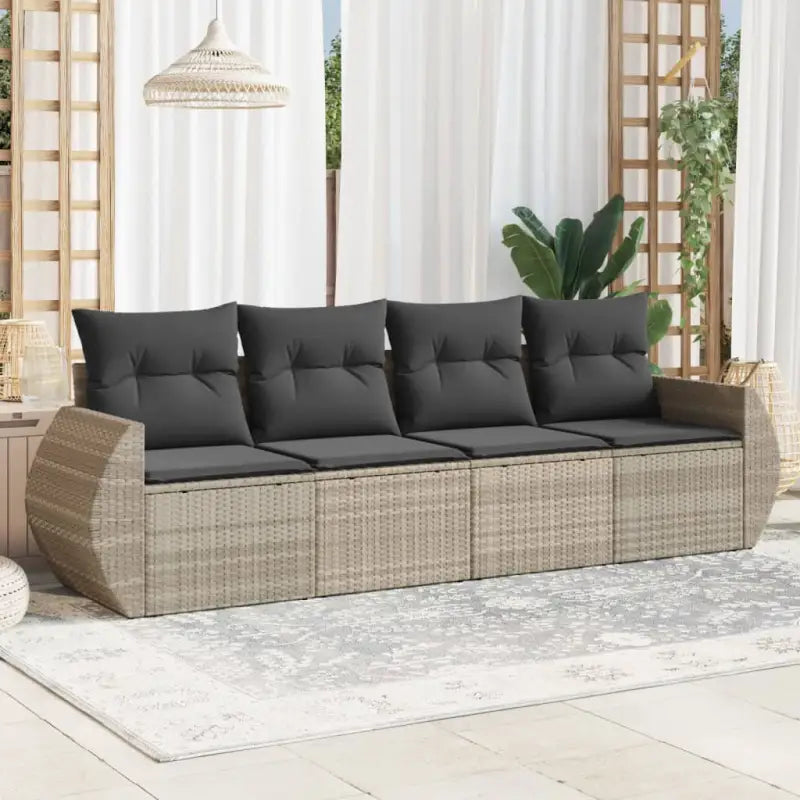 Lounge tuinset met poly rattan en gepoedercoat staal in zwart materiaal - Lichtgrijs / Zonder tafel - Tuinsets