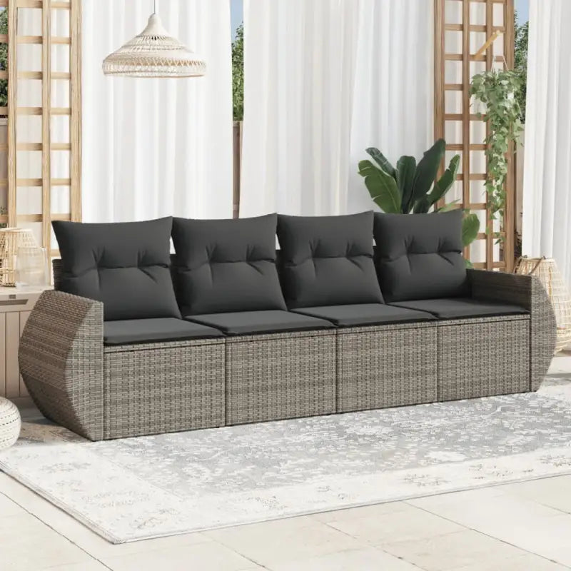 Lounge tuinset met poly rattan en gepoedercoat staal in zwart materiaal - Grijs / Zonder tafel - Tuinsets