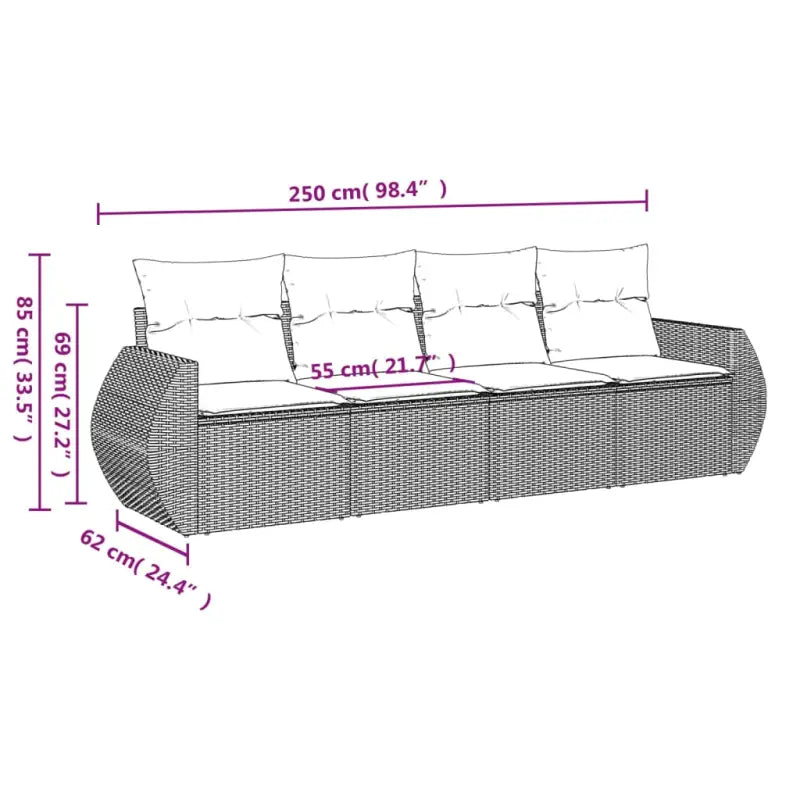 Lounge tuinset met poly rattan en gepoedercoat staal in zwart materiaal - Tuinsets