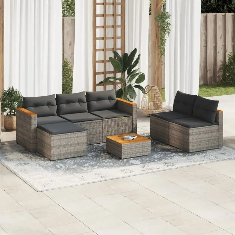Lounge Tuinset met wasbare hoes en gepoedercoat staal in bruin materiaal - Grijs - Tuinsets