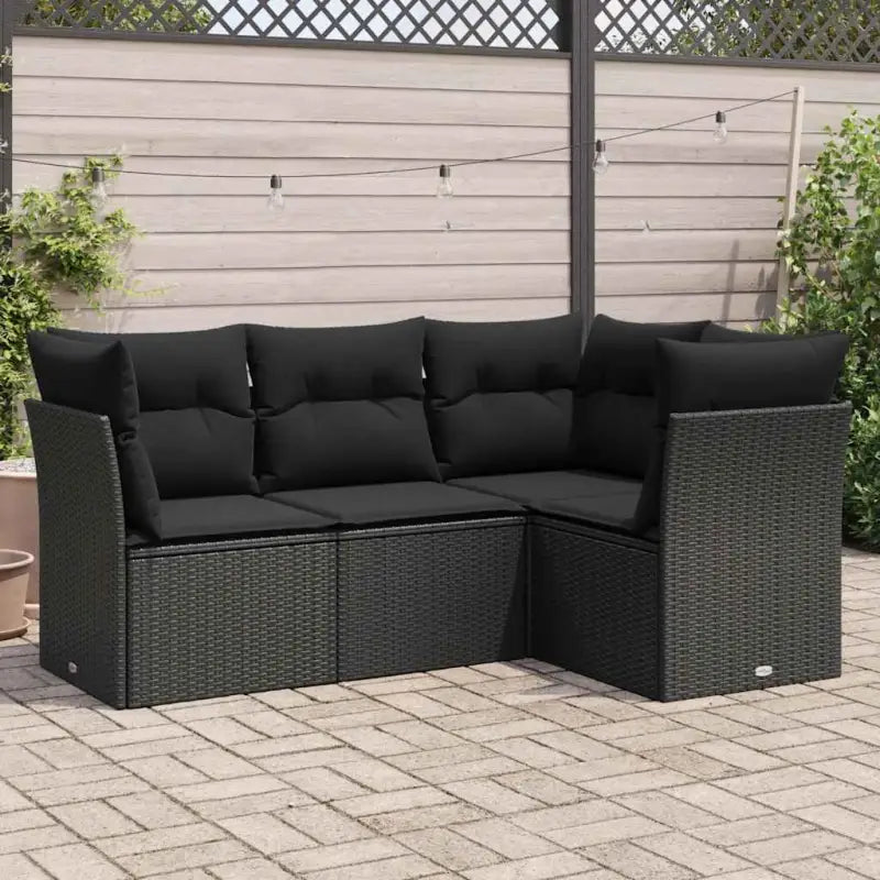 Lounge tuinset met waterdichte tas en beige materiaal van gepoedercoat staal - Zwart / Zonder tafel - Tuinsets