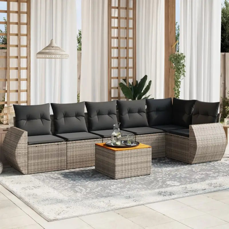 Lounge Tuinset met Waterdichte Tas en Beigemateriaal van Gepoedercoat Staal - Grijs / Tafel + hoek + 3x midden