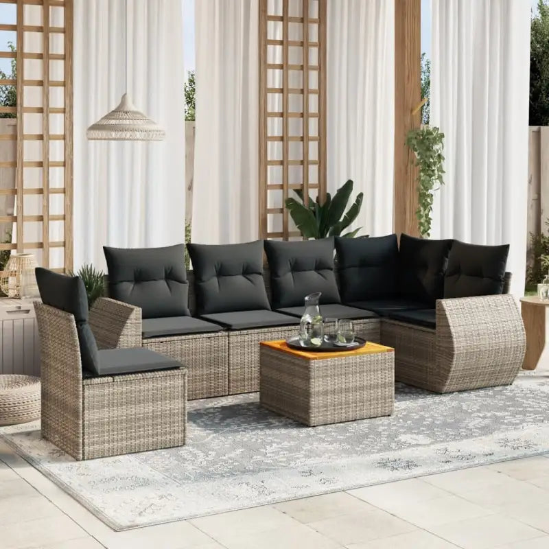 Lounge Tuinset met Waterdichte Tas en Beigemateriaal van Gepoedercoat Staal - Grijs / 3x midden + Tafel + hoek