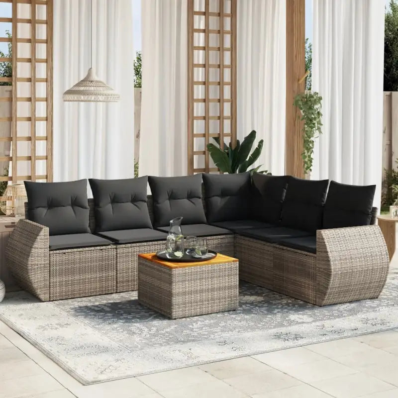 Lounge Tuinset met Waterdichte Tas en Beigemateriaal van Gepoedercoat Staal - Grijs / hoek + Tafel + 3x midden