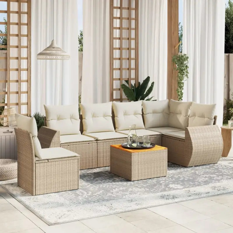 Lounge Tuinset met Waterdichte Tas en Beigemateriaal van Gepoedercoat Staal - Beige / 3x midden + Tafel + hoek