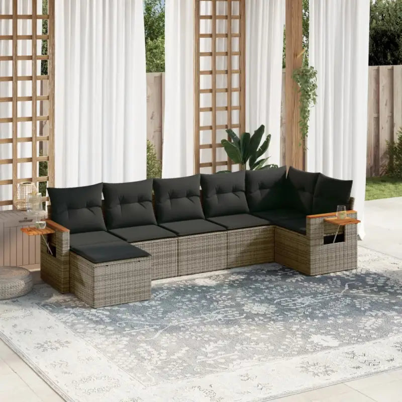 Lounge tuinset met waterdichte tas en gepoedercoat staal in beige - Grijs / Zonder tafel - Tuinsets