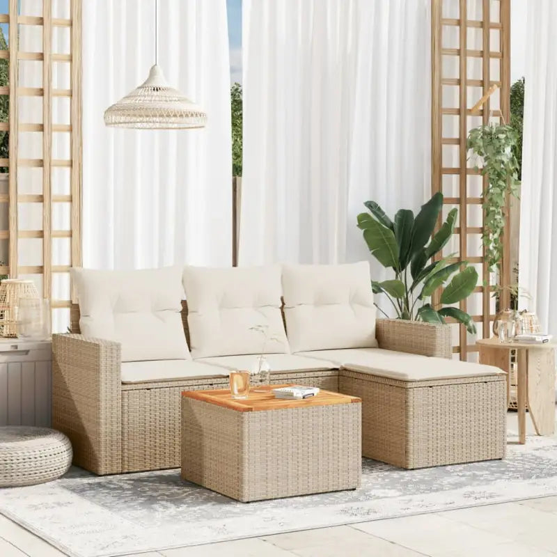 Lounge tuinset met waterdichte tas en grijs gepoedercoat staal - beige en crèmekleurig - Tuinsets