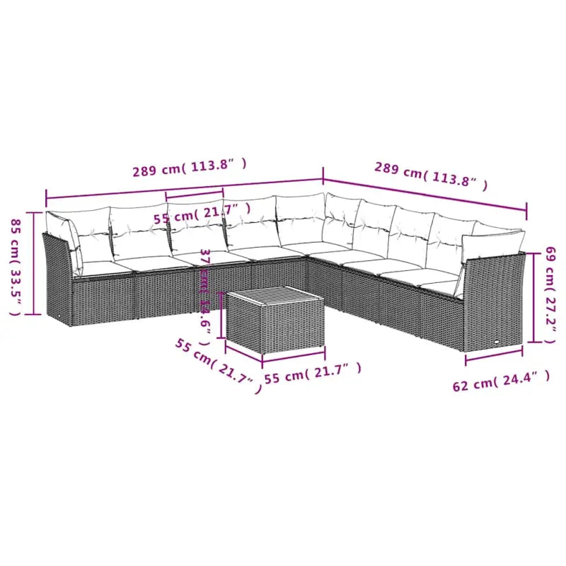 Lounge Tuinset met Waterdichte Tas en Grijs Materiaal in Gepoedercoat Staal - Grijs - Tuinsets