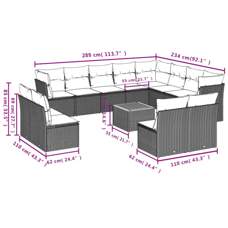 Lounge tuinset met waterdichte tas en zwart gepoedercoat staal - Tuinsets