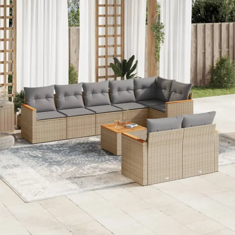 Lounge Tuinset met Waterdichte Tas Grijs Materiaal en Gepoedercoat Staal - Beige en grijs / Met tafel - Tuinsets