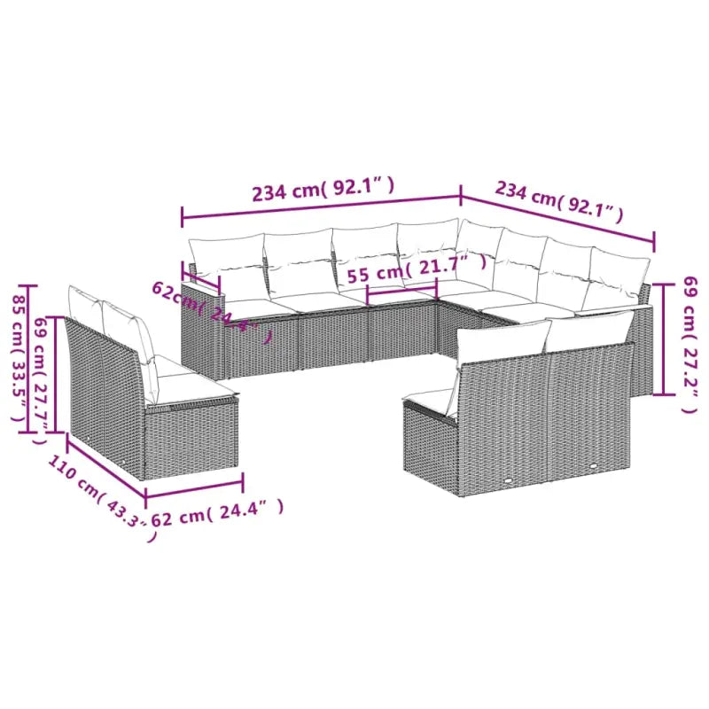 Lounge tuinset met waterdichte tas in beige materiaal en gepoedercoat staal - Tuinsets
