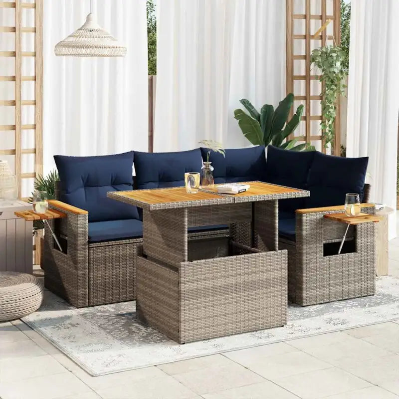 Lounge tuinset met waterdichte tas in grijs materiaal en gepoedercoat staal - Grijs / met opbergruimte - Tuinsets