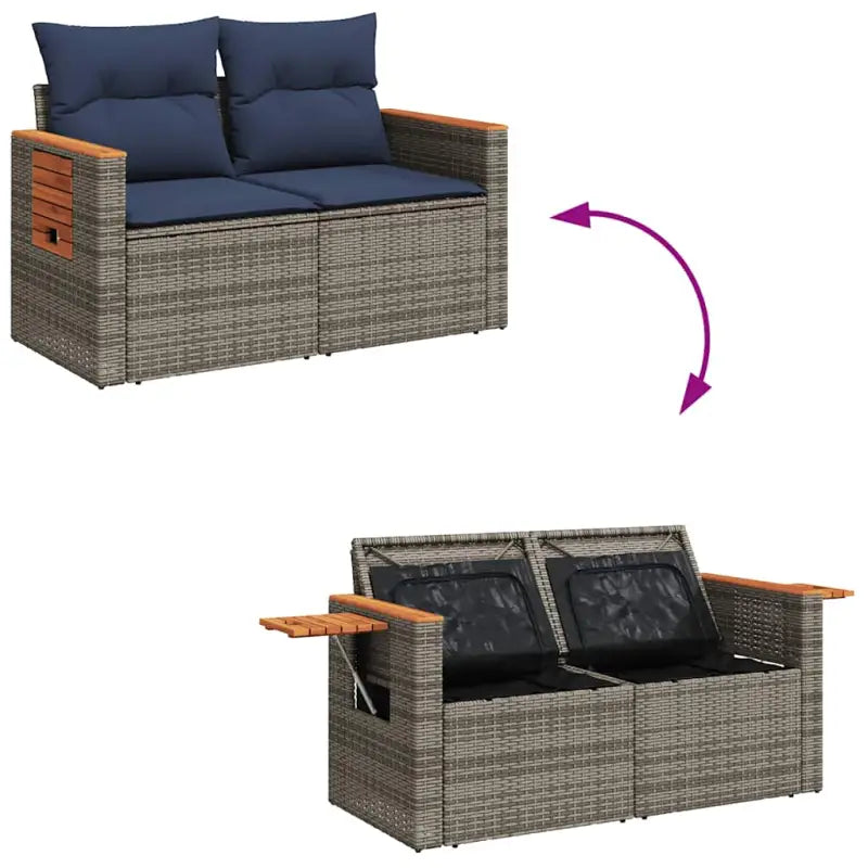 Lounge tuinset met waterdichte tas in grijs materiaal en gepoedercoat staal - Tuinsets