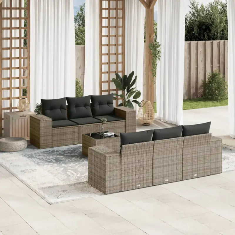 Lounge tuinset met waterdichte zak en zwart gepoedercoat staal - grijs en donkergrijs - Tuinsets