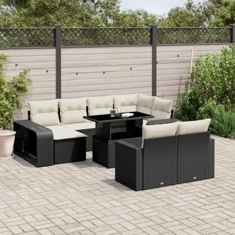 Lounge Tuinset met zwart materiaal en gepoedercoat staal afmetingen - Tuinsets