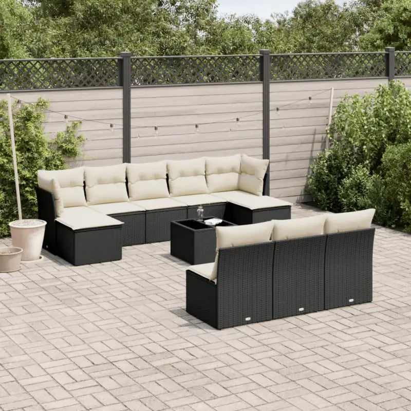 Lounge tuinset met zwart materiaal en waterdichte tas van gepoedercoat staal - Zwart en crème / Met tafel - Tuinsets