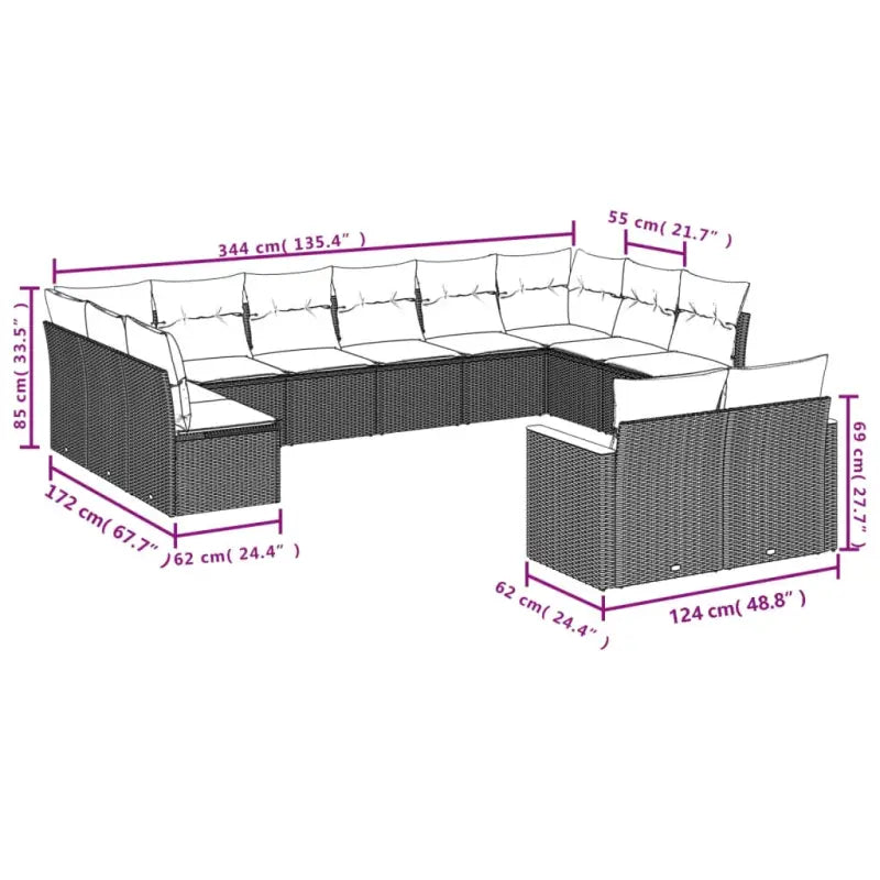 Lounge tuinset met zwart materiaal en waterdichte tas voor buitencomfort - Tuinsets