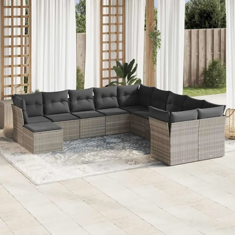 Lounge tuinset van beige materiaal en gepoedercoat staal met waterdichte tas - Lichtgrijs / Zonder tafel - Tuinsets