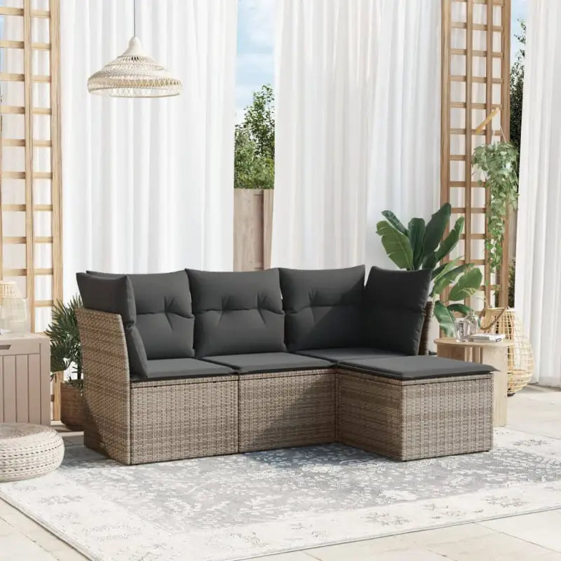 Lounge tuinset van beige materiaal en gepoedercoat staal afmetingen - Grijs / Zonder tafel - Tuinsets