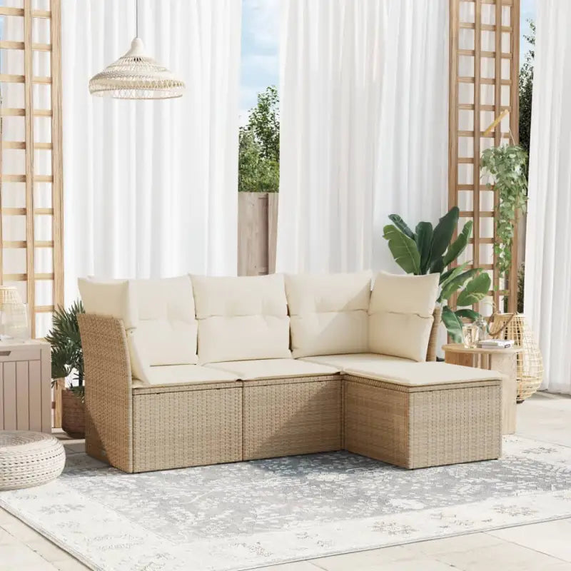 Lounge tuinset van beige materiaal en gepoedercoat staal afmetingen - beige en crèmekleurig / Zonder tafel - Tuinsets