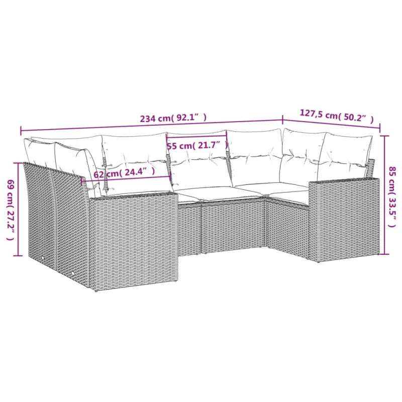 Lounge Tuinset van beige materiaal en gepoedercoat staal afmetingen - Tuinsets