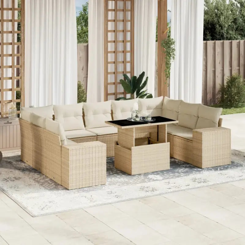 Lounge tuinset van beige materiaal en gepoedercoat staal met ruime afmetingen - beige en crèmekleurig / zonder